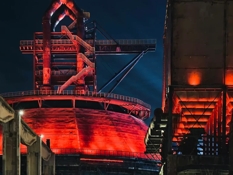 Industrial plant lit up at night