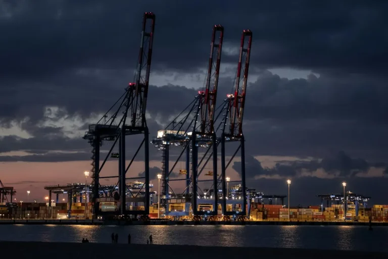 Harbour cranes at dusk